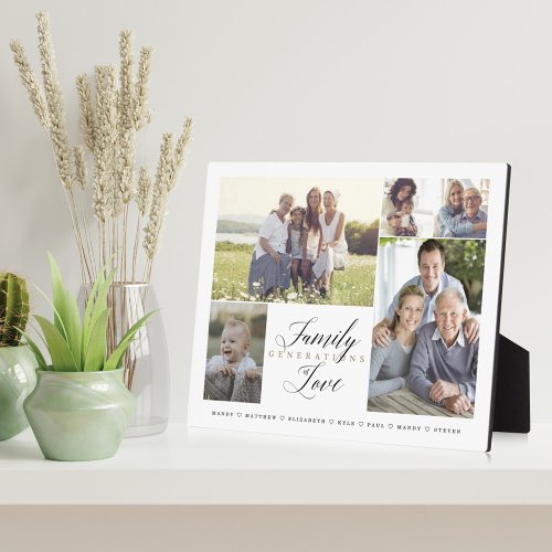 Family Generations of Love Custom 5 Photo Collage Plaque