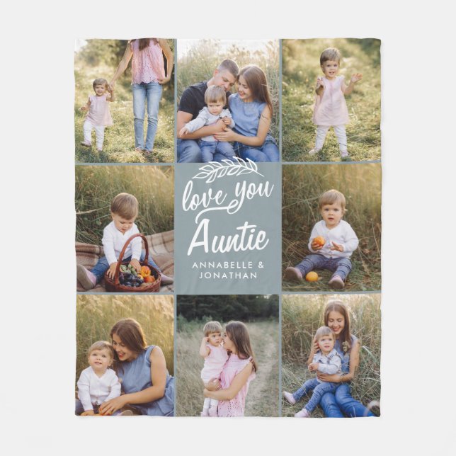 family gift 8 photo grandchild simple fleece blanket (Front)