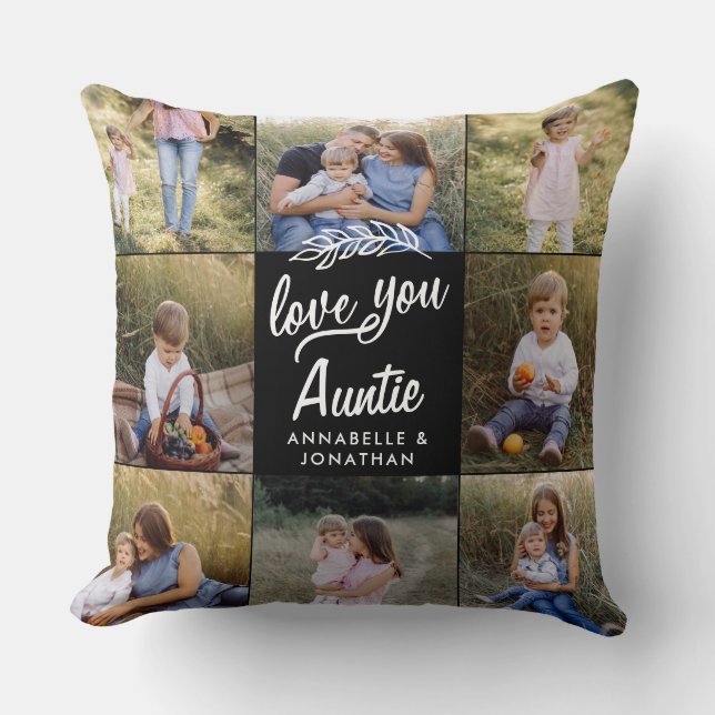 family gift 8 photo grandchild simple  throw pillow (Front)