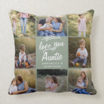 family gift 8 photo grandchild simple  throw pillow<br><div class="desc">family gift 8 photo grandchild simple modern script typography pillow gift sage green design. change the name to suit your recipient</div>