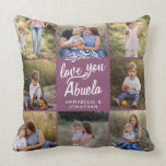 family gift 8 photo grandchild simple typography  throw pillow<br><div class="desc">family gift 8 photo grandchild simple modern script typography pillow gift plum purple girly design.</div>