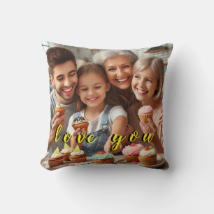 family gift photo grandchild simple throw pillow