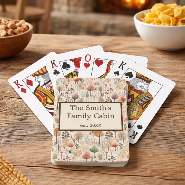 Family Gift Woodland Cozy Cabin Personalized  Poker Cards (Creator Uploaded)