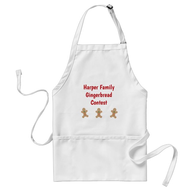 Family Gingerbread Contest Custom Text Cookie Adult Apron (Front)