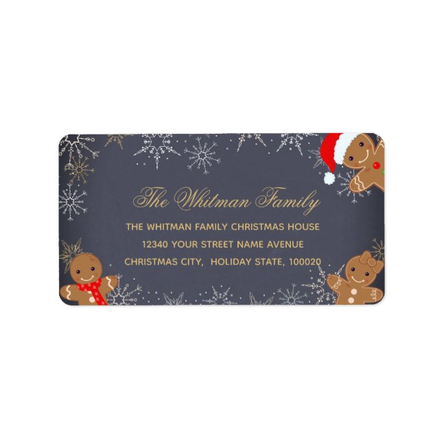 Family Gingerbread Holiday Address Label (Front)