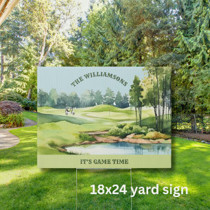 Family Golf Fun Cart Course Monogram Name   Sign