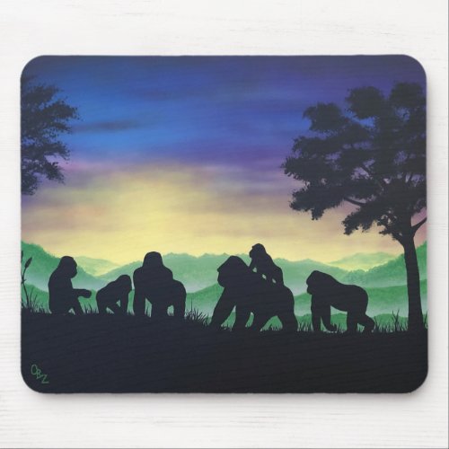 Family Gorilla Ape Designer Mouse Pad