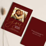 Family Greetings Photo Script Joy Christmas Holiday Card<br><div class="desc">Christmas time is about togetherness and sending a personalized card with your family photo to relations is perfect to connect again in a special and festive way. Add a custom message on the reverse side by clicking the "Personalize" button</div>