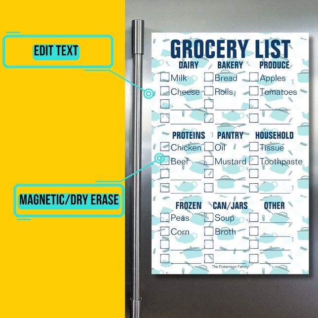 Family Grocery List Magnetic Dry Erase Sheet (Please enjoy our design and see the others in the collection.)