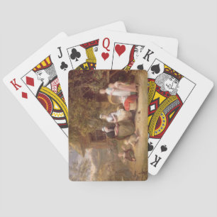 Family Group before a Thatched Cottage (oil on can Poker Cards