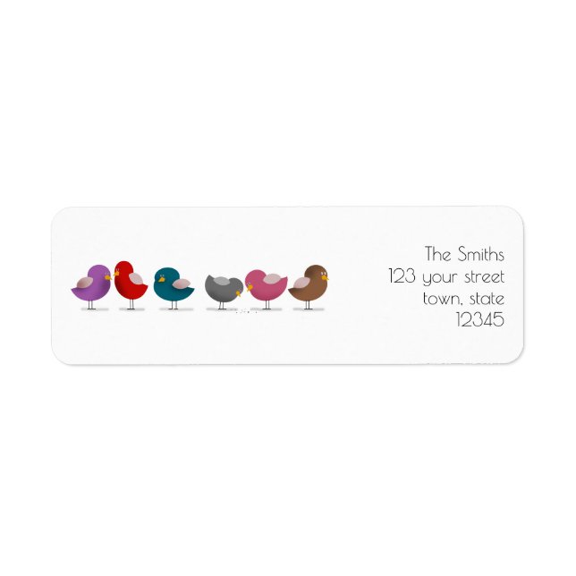 Family Group Cartoon Birds Colorful Cute Little Label (Front)