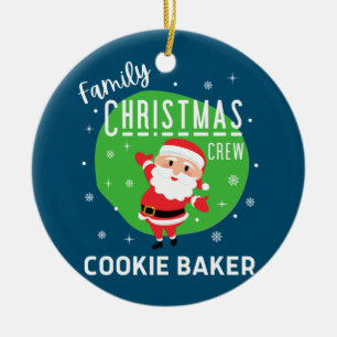 Family Group Christmas Party Pajamas Cookie Baker Ceramic Ornament