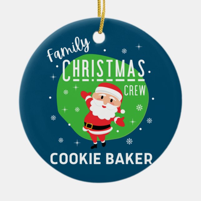 Family Group Christmas Party Pajamas Cookie Baker  Ceramic Ornament (Front)
