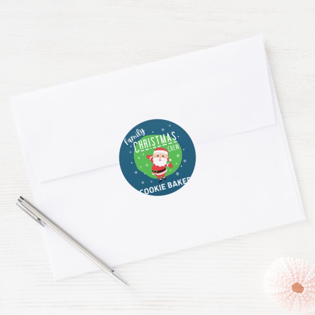 Family Group Christmas Party Pajamas Cookie Baker  Classic Round Sticker (Envelope)