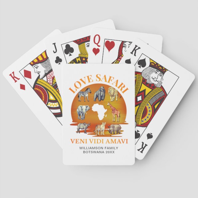 Family Group LOVE SAFARI Souvenir Poker Cards (Back)