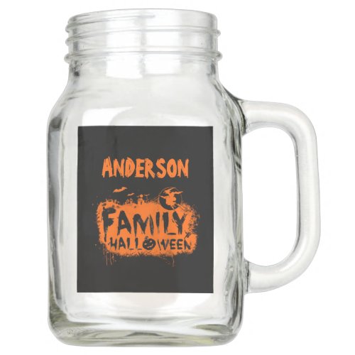 Family Halloween Personalized Mason Jar