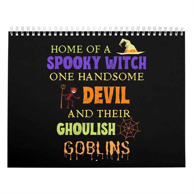 Family Halloween Quote With Witch Devil Spider Calendar (Cover)