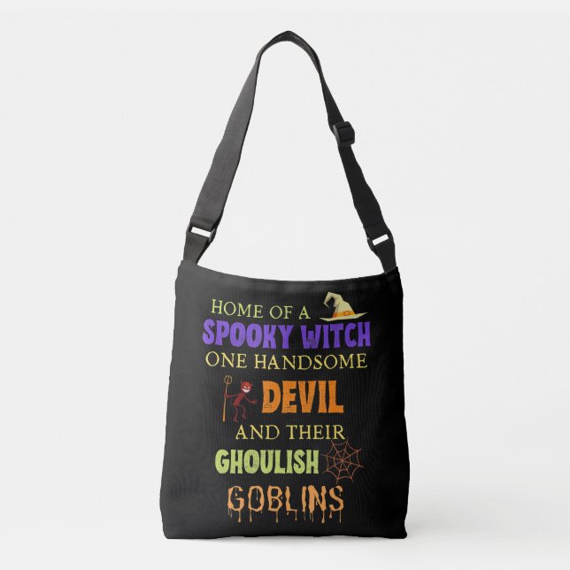 Family Halloween Quote With Witch Devil Spider Crossbody Bag (Front)