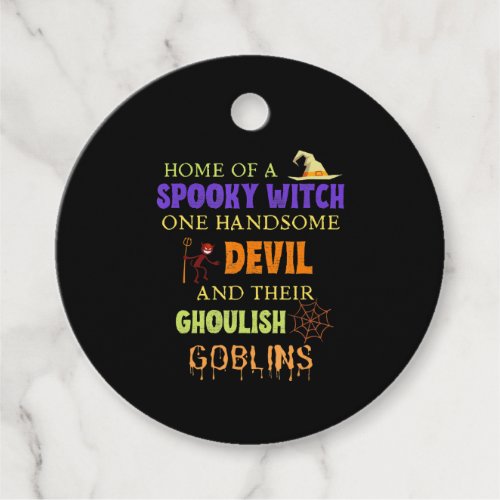 Family Halloween Quote With Witch Devil Spider Web Favor Tags