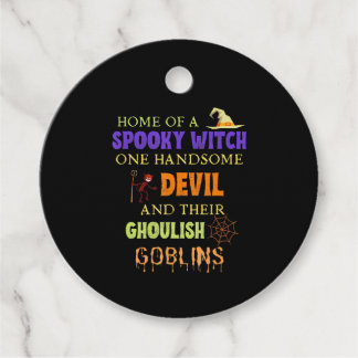 Family Halloween Quote With Witch Devil Spider Web Favor Tags