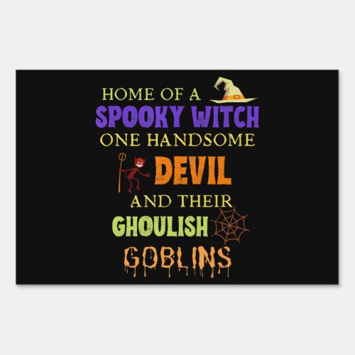 Family Halloween Quote With Witch Devil Spider Web Sign