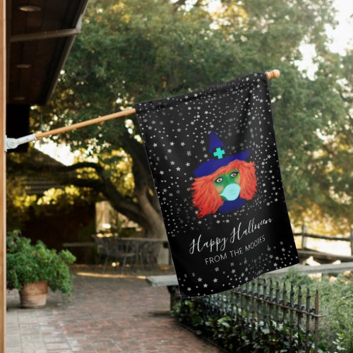 Family Halloween Witch Black Orange Personalized House Flag