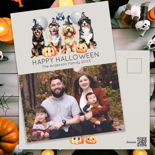 Family Happy Halloween Holiday Postcard