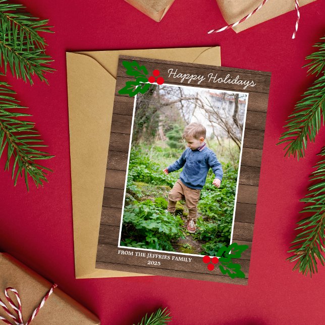 Family Happy Holidays Christmas Photo Card (Creator Uploaded)