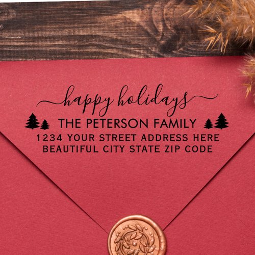 Family Happy Holidays Script Return Address Self_i Self_inking Stamp