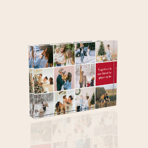 Family Happy Inspirational Quote Photo Elegant Block