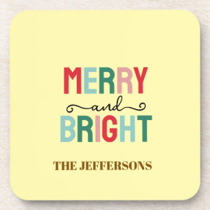 Family Happy New Year Merry Christmas Beverage Coaster