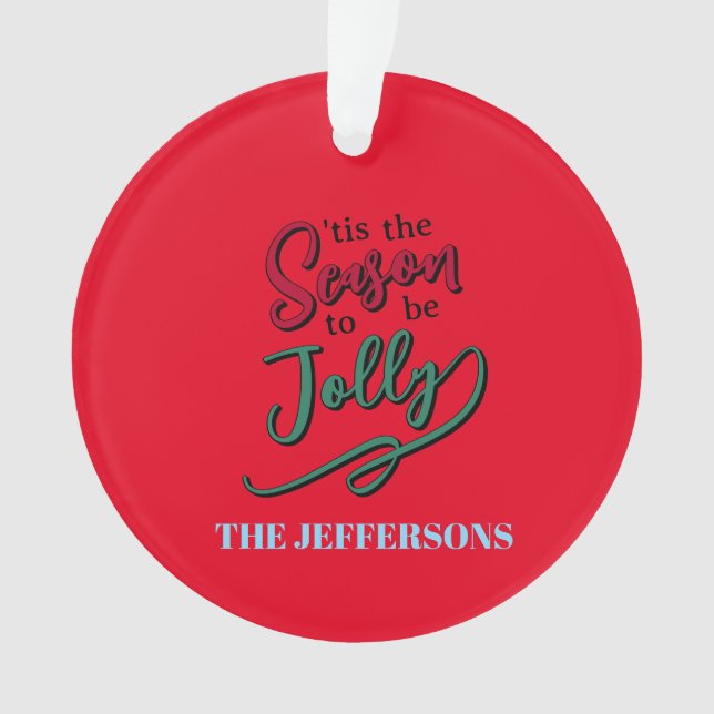 Family Happy New Year Merry Christmas Ornament (Front)