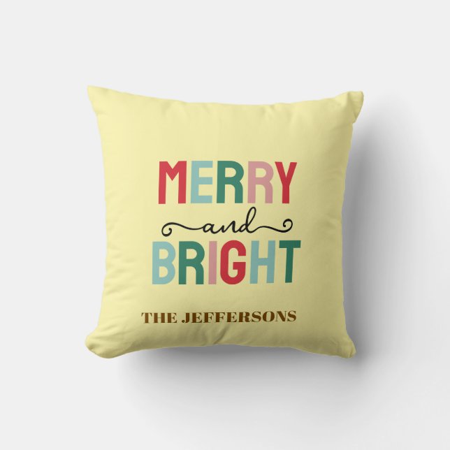 Family Happy New Year Merry Christmas Throw Pillow (Front)