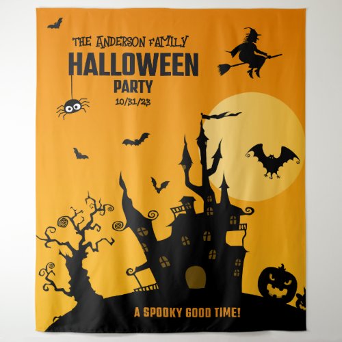 Family Haunted Mansion Halloween Party Backdrop