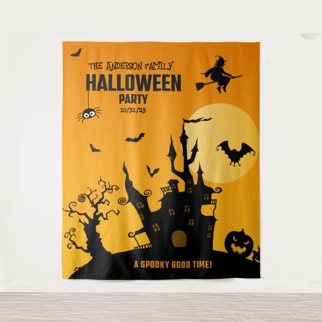 Family Haunted Mansion Halloween Party Backdrop (Front)