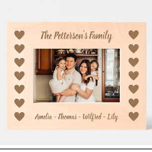 Family Heart Pattern Custom wooden photo frame Engraved Frames