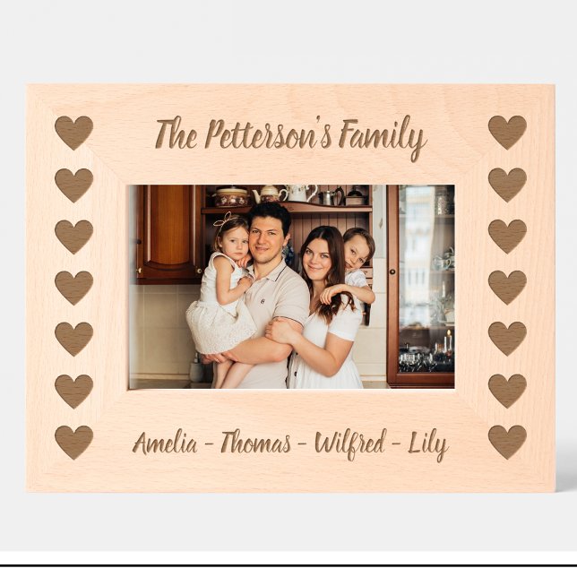 Family Heart Pattern Custom wooden photo frame Engraved Frames (Creator Uploaded)