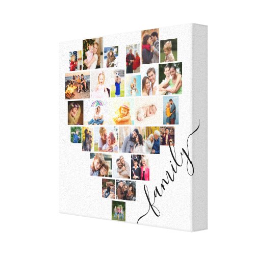 Family Heart Photo Collage Small Square White