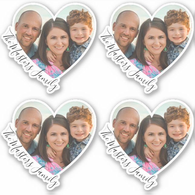 Family Heart Photo Elegant Sweet Script Sticker (Front)