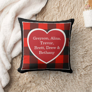 Family heart pillow with custom names pillow