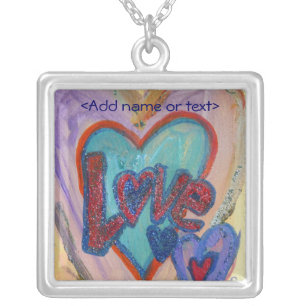 Family Hearts Love Word Art Necklace Pendant