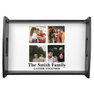 Family Heritage Multi Photo Collage Personalized Serving Tray