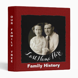 Family History Genealogy Custom Photo Red Black Binder