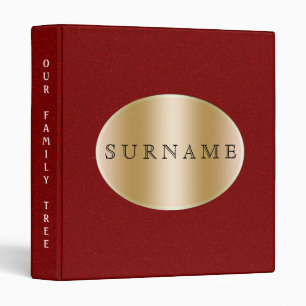 Family History Genealogy Gold Red 3 Ring Binder
