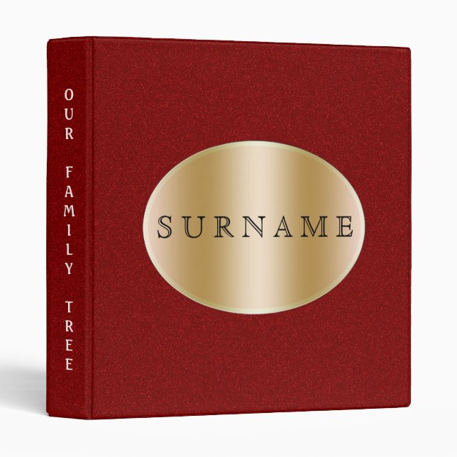 Family History | Genealogy Gold Red 3 Ring Binder (Front/Spine)