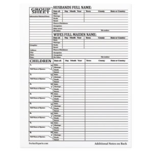 Family History Group Sheet