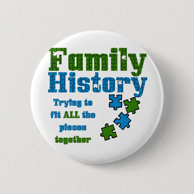 Family History Puzzle Pinback Button (Front)