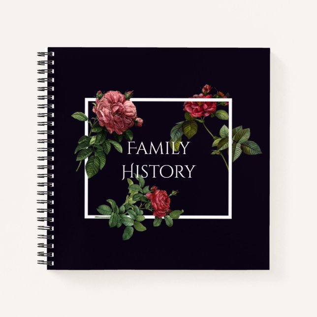 Family History Vintage Roses Notebook (Front)