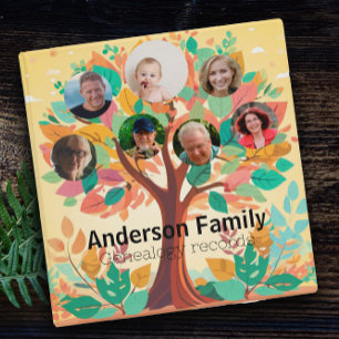 Family History watercolor tree name 3 Ring Binder
