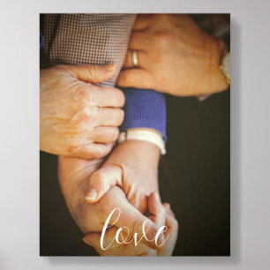 Family Holding Hands Photo Love Script Acrylic Photo Tile